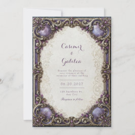 Amethyst vergoldete Rollwerk Hochzeit Einladung
