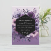 Amethyst Vesperal Flora Hochzeit Einladung (Stehend Vorderseite)