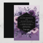 Amethyst Vesperal Flora Wedding Einladung (Vorne/Hinten)