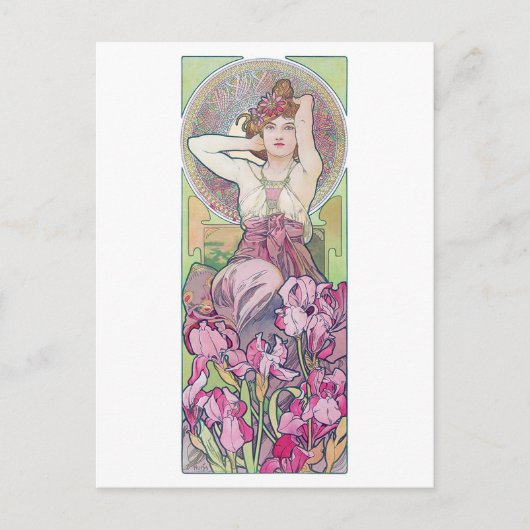 Amethyst (Vier Juwelen), Alphonse Mucha Postkarte (Vorderseite)