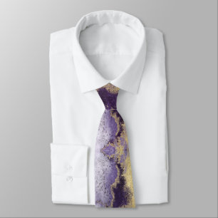 Amethyst Violet & Gold Wedding Neck Tie Krawatte