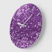 Amethyst Violet Lila Funkelnd Imitat Glitzer Grau Große Wanduhr (Winkel)