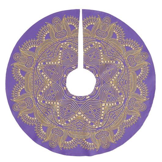 Amethyst Violet Lila Mandala Star Art Pattern Polyester Weihnachtsbaumdecke (Vorderseite)