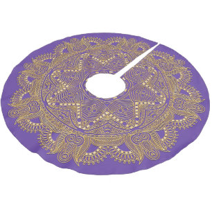 Amethyst Violett Purpur Mandala Stern Kunst Muster Polyester Weihnachtsbaumdecke