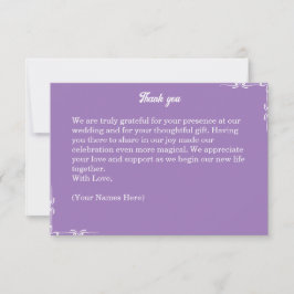 Amethyst Violett & Weiß Filigree Danke Karte