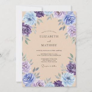 Amethyst-Violette Aquarell-Hochzeit Einladung