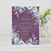 Amethyst Violette Blatt Hochzeit Einladung (Stehend Vorderseite)