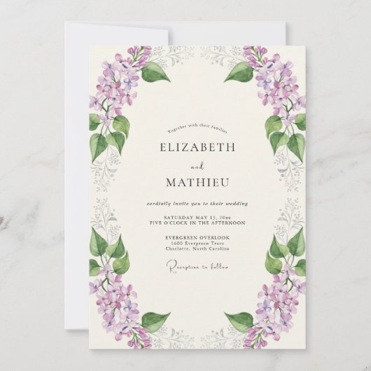 Amethyst-Violette-Eukalyptus-Hochzeit Einladung (Vorderseite)