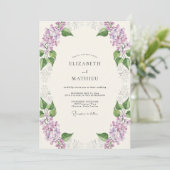 Amethyst-Violette-Eukalyptus-Hochzeit Einladung (Stehend Vorderseite)