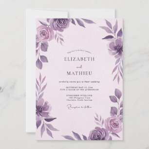 Amethyst-Violette Hochzeitblüte Einladung