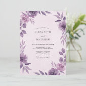 Amethyst-Violette Hochzeitblüte Einladung (Stehend Vorderseite)
