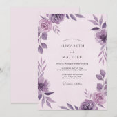 Amethyst-Violette Hochzeitblüte Einladung (Vorne/Hinten)