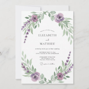 Amethyst-Violette-Reben-Hochzeit Einladung