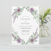 Amethyst-Violette-Reben-Hochzeit Einladung (Stehend Vorderseite)