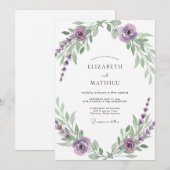 Amethyst-Violette-Reben-Hochzeit Einladung (Vorne/Hinten)