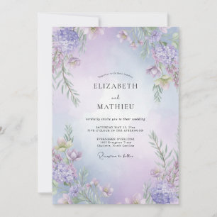 Amethyst Violette Wisterien-Hochzeit Einladung