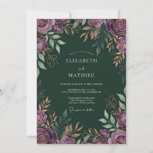 Amethyst-Wald-Blatt-Hochzeit Einladung