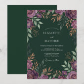 Amethyst-Wald-Blatt-Hochzeit Einladung (Vorne/Hinten)