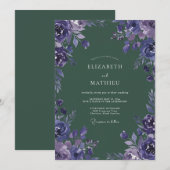 Amethyst-Wald-Blütenhochzeit Einladung (Vorne/Hinten)