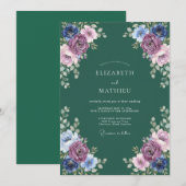 Amethyst-Wald-Hochzeit mit Eukalyptus Einladung (Vorne/Hinten)