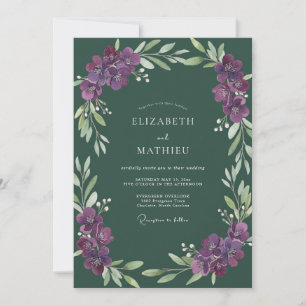 Amethyst-Waldreben-Hochzeit Einladung