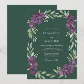 Amethyst-Waldreben-Hochzeit Einladung (Vorne/Hinten)