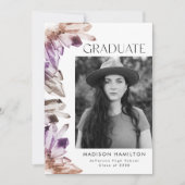 Amethyst Watercolor Crystal Foto Graduation Party Einladung (Vorderseite)