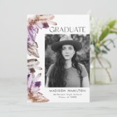Amethyst Watercolor Crystal Foto Graduation Party Einladung (Stehend Vorderseite)
