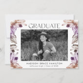 Amethyst Watercolor Crystal Foto Graduation Party Einladung (Vorderseite)