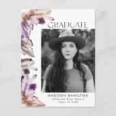Amethyst Watercolor Crystal Foto Graduation Party Einladungspostkarte (Vorderseite)