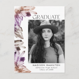 Amethyst Watercolor Crystal Foto Graduation Party Einladungspostkarte