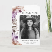 Amethyst Watercolor Crystals Foto Abschluss Dankeskarte (Vorderseite)