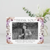 Amethyst Watercolor Crystals Foto Abschluss Dankeskarte (Stehend Vorderseite)