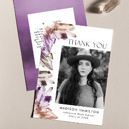 Amethyst Watercolor Crystals Foto Abschluss Dankeskarte