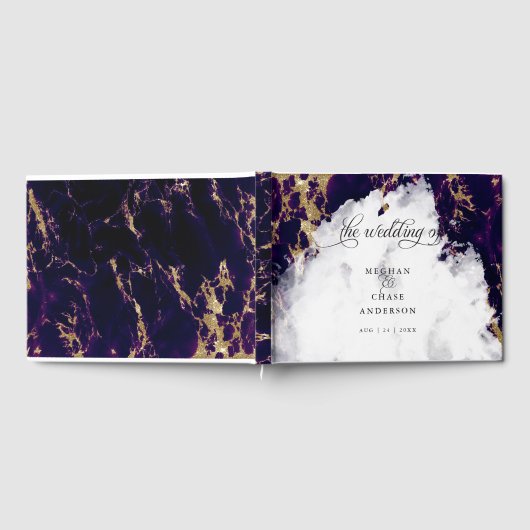 Amethyst Watercolor Geode BarefootBride™ Gästebuch (Voll)