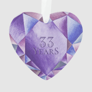 Amethyst Watercolor Herz 33. Hochzeitstag Ornament