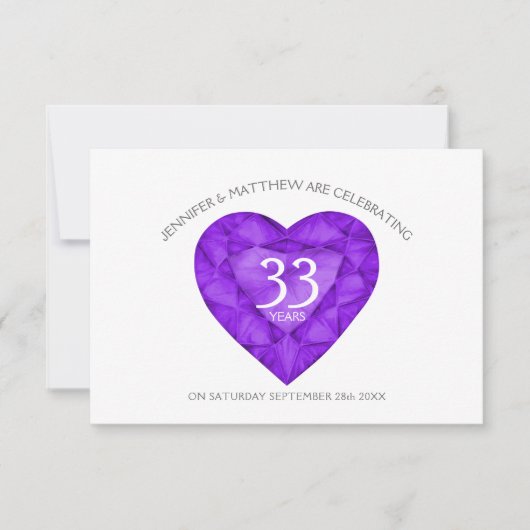 Amethyst Wedding Jubiläum Aquarellherz RSVP Karte (Vorderseite)