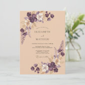 Amethyst-Weichblüten-Hochzeit Einladung (Stehend Vorderseite)