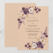 Amethyst-Weichblüten-Hochzeit Einladung (Vorne/Hinten)