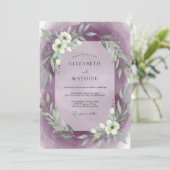 Amethyst Weiße Girlande Hochzeit Einladung (Stehend Vorderseite)