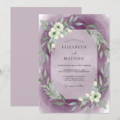 Amethyst Weiße Girlande Hochzeit Einladung (Vorne/Hinten)