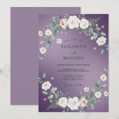 Amethyst Weiße Wasserfarben-Hochzeit Einladung (Vorne/Hinten)