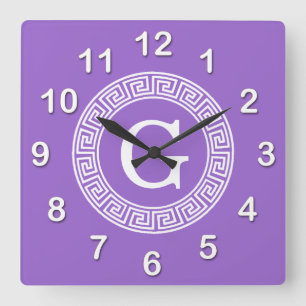 Amethyst Welch griechischer Schlüsselrahmen erste Quadratische Wanduhr