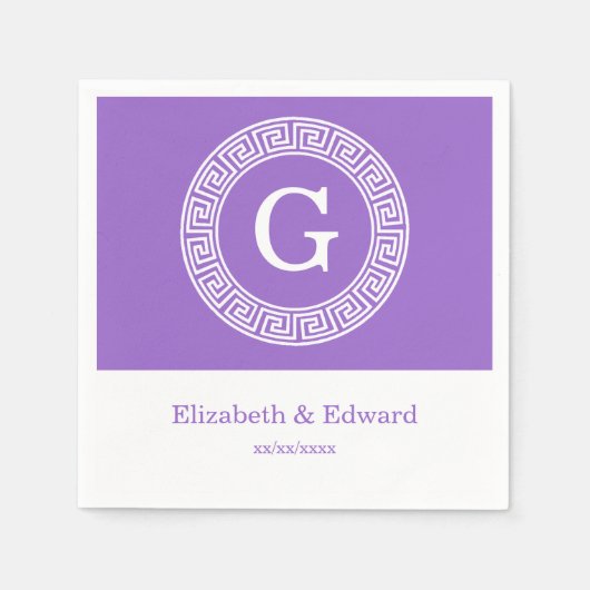 Amethyst Welch griechischer Schlüsselrahmen erste  Serviette (Vorderseite)