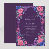 Amethyst Whimsical Bloom Hochzeit Einladung (Vorne/Hinten)