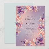 Amethyst Whimsical Flora Hochzeit Einladung (Vorne/Hinten)