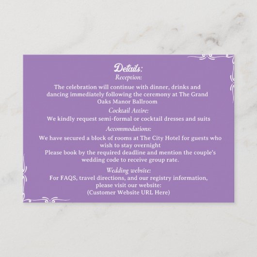 ​Amethyst & White Botanical Enclosure Card Begleitkarte (Vorderseite)