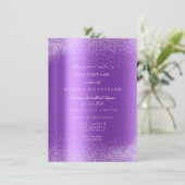 Amethyst White Glitzer Leafs Sand Frame Glam Einladung (Stehend Vorderseite)
