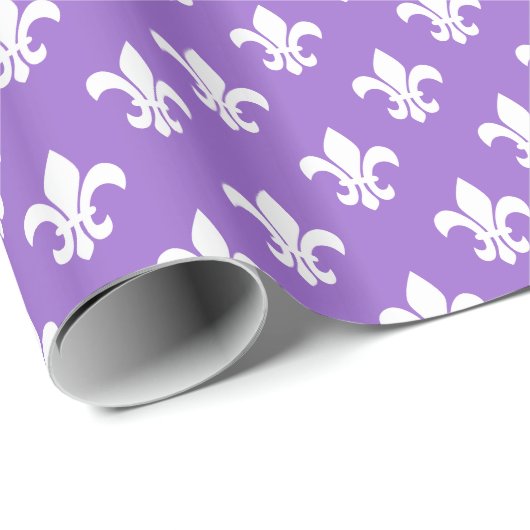 Amethyst White Lilie Pattern Geschenkpapier (Rolleneckpunkt)
