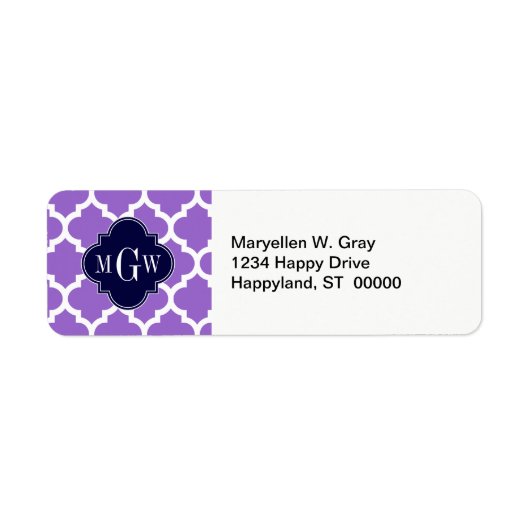 Amethyst White Marokcan #5 Navy 3 Initial Monogram (Vorne)